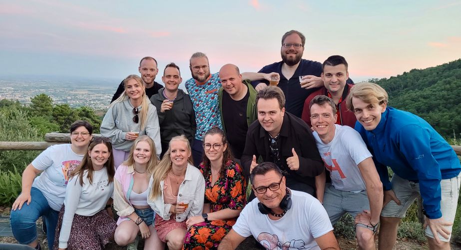 Groepsfoto in Toscane